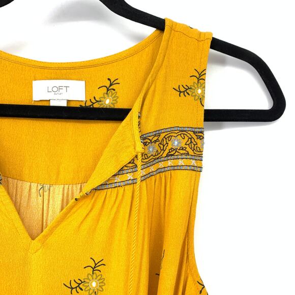 Loft Outlet Boho Sleeveless Dress Womens Size Small Golden Yellow Floral Print - Picture 3 of 6